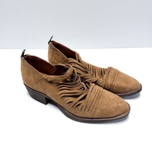 Coconuts By Matisse Faux Suede Strappy Fringe Back Zip Ankle Boots